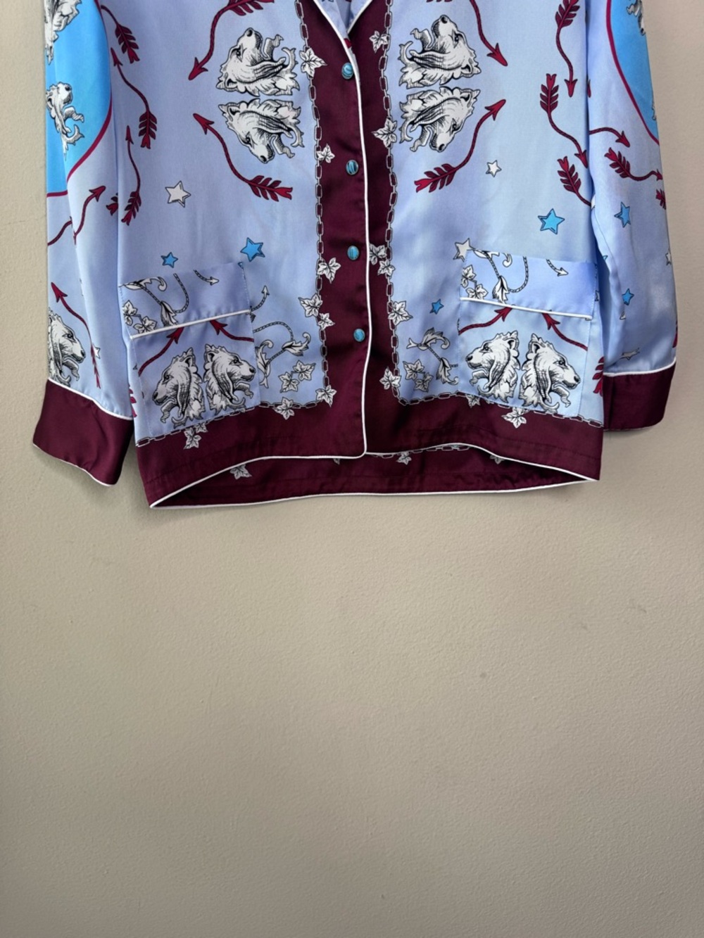 Sandro Paris Printed Pyjama -Style Satin Twill Shirt - Picture 7 of 13